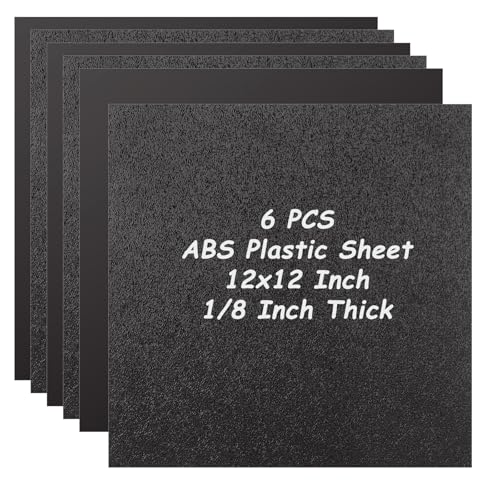 Image of 6 PCS ABS Plastic Sheet 1 /8 Inch Thick 12 inch x 12 inch Black Plastic Sheet PVC Sheet 1 /8 Inch Thick Thermoplastic Sheet Heat Moldable Plastic Sheet for DIY Projects, Decor, Handcrafts