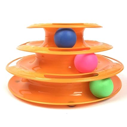 PSK PET MART Cat Toy 3 Level Towers of Circle Track Roller with Moving Balls Interactive Play Toy for Kitten/Cat