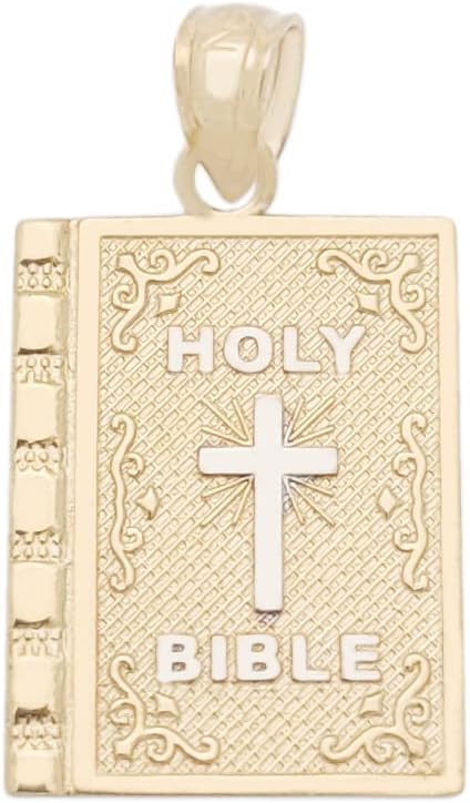10K Yellow Gold Holy Bible Pendant Bible Charm