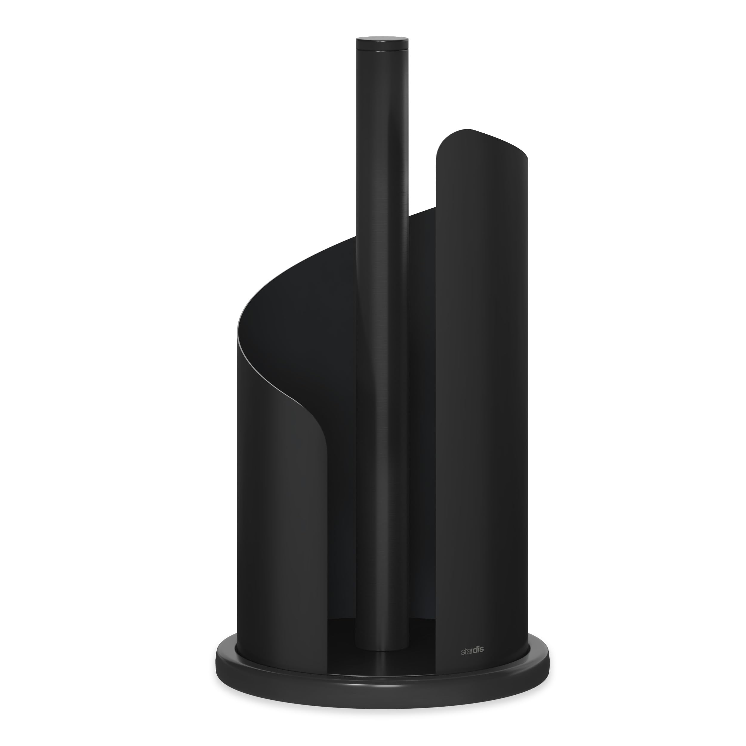 Porte-rouleau Essuie-tout Bambou - Support Stable Sans Perçage - 26x16cm Noir