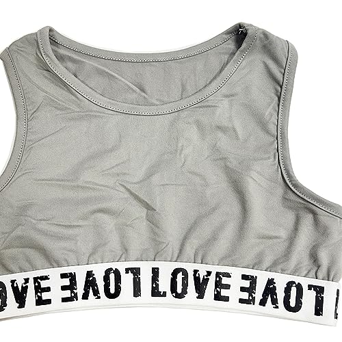 Image of TACKTIMES 2Pcs Girls Sleeveless Crop Top with Shorts Outfit Set for Athletic Leotard Dancing Swimming Gymnastics Dancewear