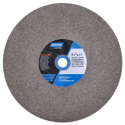 Norton Aluminum Oxide Vitrified Bonded 60 Grit Very Fine Bench & Pedestal Grinder Wheel 8 x 3/4 x 1