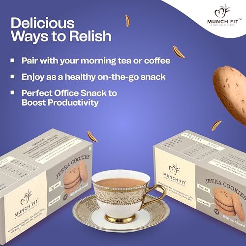 Image of Munch Fit Jeera Cookies - Healthy, Crunchy & Tasty 125gm Pack of 3 I No Maida, Eggless, No Refined Sugar Cookie I Protein & Fiber Packed Cookies