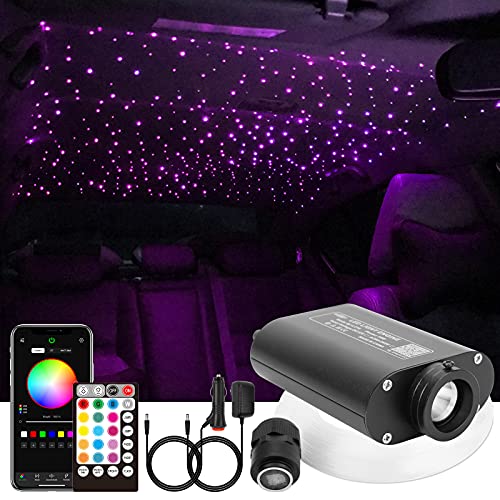 Image of CHINLY 16W 550pcs 13.1ft 0.03in Bluetooth APP /Remote RGBW LED Fiber Optic Star Ceiling Lights Kit +Adapter+Cigarette Lighter for Car /Home Theater