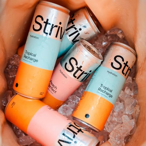 Image of Strive Soda Peach Perfect - Sparkling Hydration Soda with Electrolytes & Organic Honey - Peach & Lemon Naturally Sweetened Drink - No Artificial Sweeteners or Preservatives - 12 Pack Cans