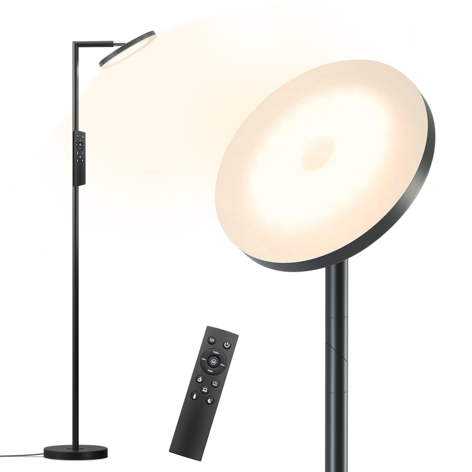 Tnvxvkgrw Light 3000Lm Floor Lamp For Living Room, Stepless Dimmable Led Standing Lamp 2700-6500K, Rotatable Tall Reading Lamp With Remote & Touch Control For Bedroom Office