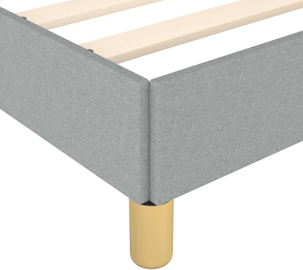 Light Grey Polyester Bed Frame with Headboard Queen Size Platform Foundation Sturdy Slatted Durable Furniture for Modern Minimalist Bedroom Mattress Support