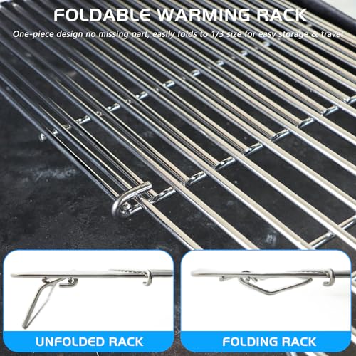 CANDANA Grill Rack for Blackstone Warming Grid Adjustable 17 22 28 36 Inch Griddle Taco Racks Upper Shelf for Weber Pit Boss Nexgrill Charbroil Tabletop Flat Top BBQ Cooking Parts Stainless Steel