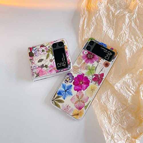 Coque pour Samsung Z Flip 4 fleur painted pliante transparente - 2