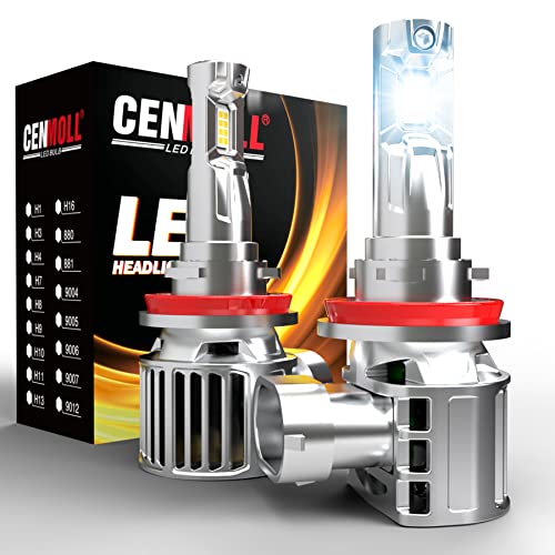 Cenmoll Ampoule H11 Led, Super Lumineux 80W 16000LM 6000K Blanc froid Faisceau réglable à 360 degrés Kit Conversion Ampoule H9 H11 H8 Led Anti Erreur Mini design tout-en-un, lot de 2