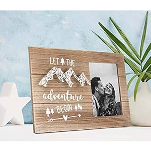 VILIGHT Graduation Gifts Congratulation Presents for Newly Engaged Couples Let The Adventure Begin Rustic Picture Frame for 4×6 Photo