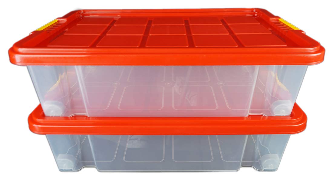 Novaliv Eurobox mit Deckel Rollen 45l 61x40x27 transparent Grau Anthrazit Aufbewahrungsbox Groß light Stapelbox Stapelkiste Kiste Box Storage Boxes Multibox Plastic storage boxes
