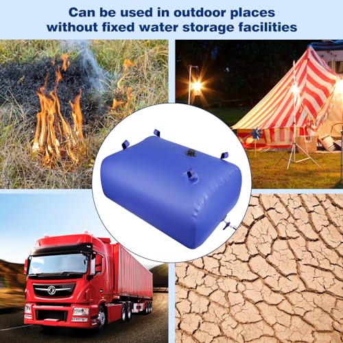 Image of Water Storage Bladder Portable - Collapsible Water Tank 63.4Gal /240L with Stainless Steel Fittings, Leak-Proof & Durable Cistern - Portable Water Bladder for Emergency, Farming Irrigation Use