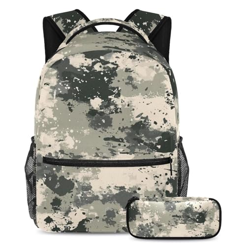Sac à dos et trousse enfant camouflage gris pour ranger facilement toutes les fournitures