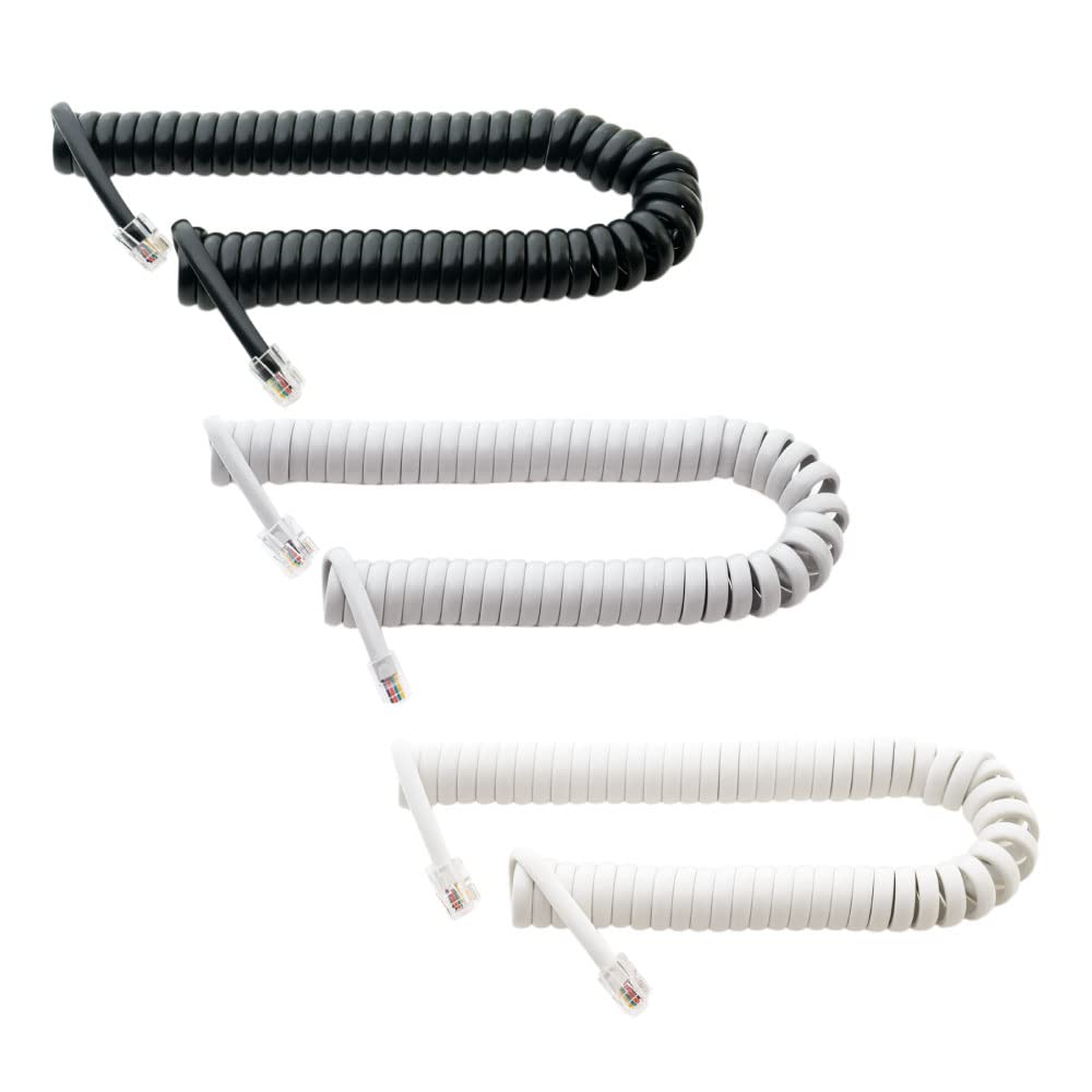 Miyoshi MCO ZTL-CC03GY Curl Cord for Handset, Cross Wire, 0.9 ft (0.3 m), Stretched Approx. 6.6 ft (2 m), 4 Poles, 4 Cores, Gray