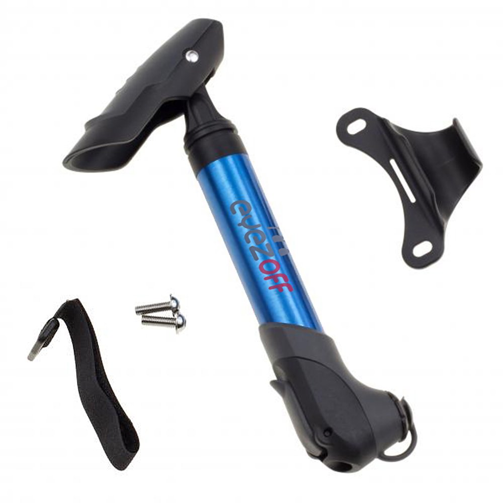 EyezOff GP96 Alloy Mini Bike Pump (Black/Blue Aluminium) w/mounting Bracket
