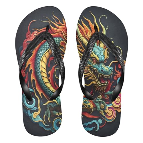 STAYTOP Chinese Dragon Flip Flops Sandals of Men's & Women's,Sandals Beach Slippers Shower Slides