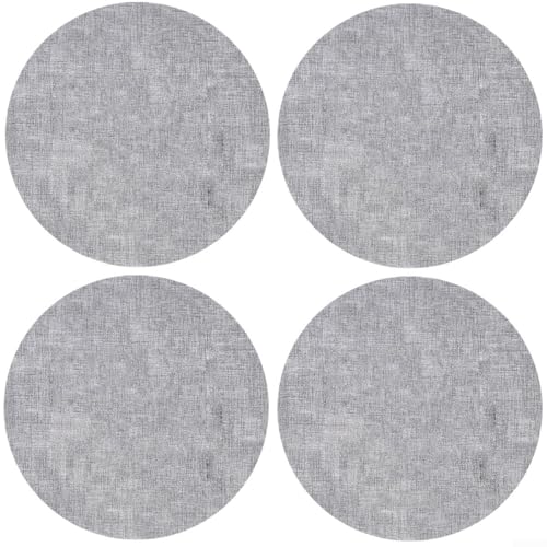 HomeVortex 4 manteles individuales redondos de PVC, impermeables, de piel sintética, resistentes al calor, antideslizantes, 33 cm, para comedor, cocina, decoración del hogar (gris)
