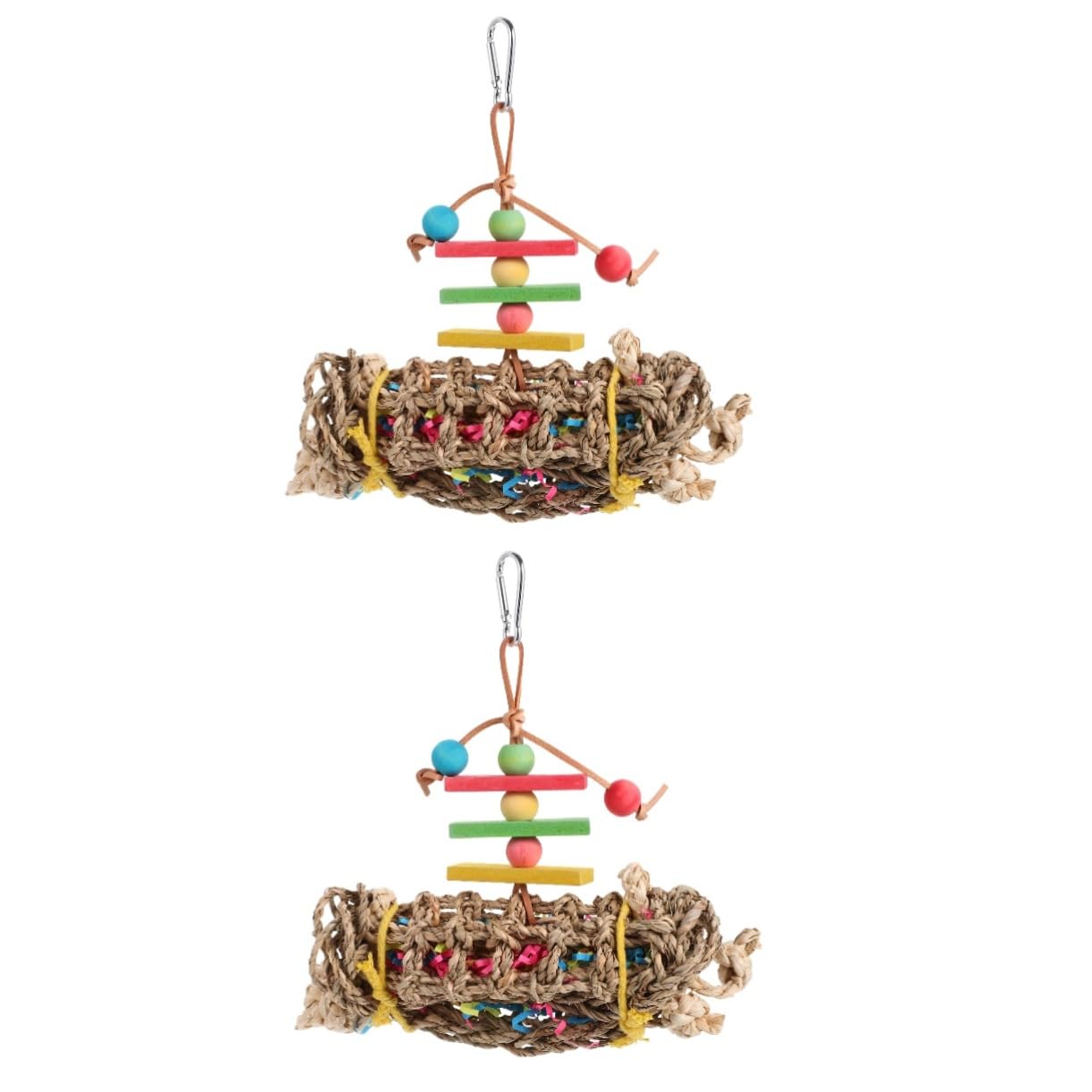 VANZACK 2pièces Parrot Toy Bois pour Oiseaux Jouet à Mâcher Suspendu pour Perroquets Et Oiseaux Accessoire De Jeu Sécurisé Et Amusant