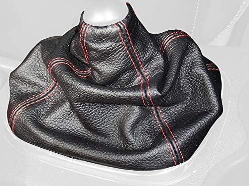 RedlineGoodsShift Boot - SS/SC Compatible with Chevrolet Cobalt 2005-10. Tailor Made - not Universal. Genuine top-Grade Italian Black Leather with Red Thread