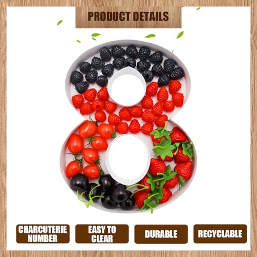 Image of 12 inch Fillable Number Paper Mache Cardboard Cutouts Sweet Charcuterie Board Tray(White, 8 Shape)