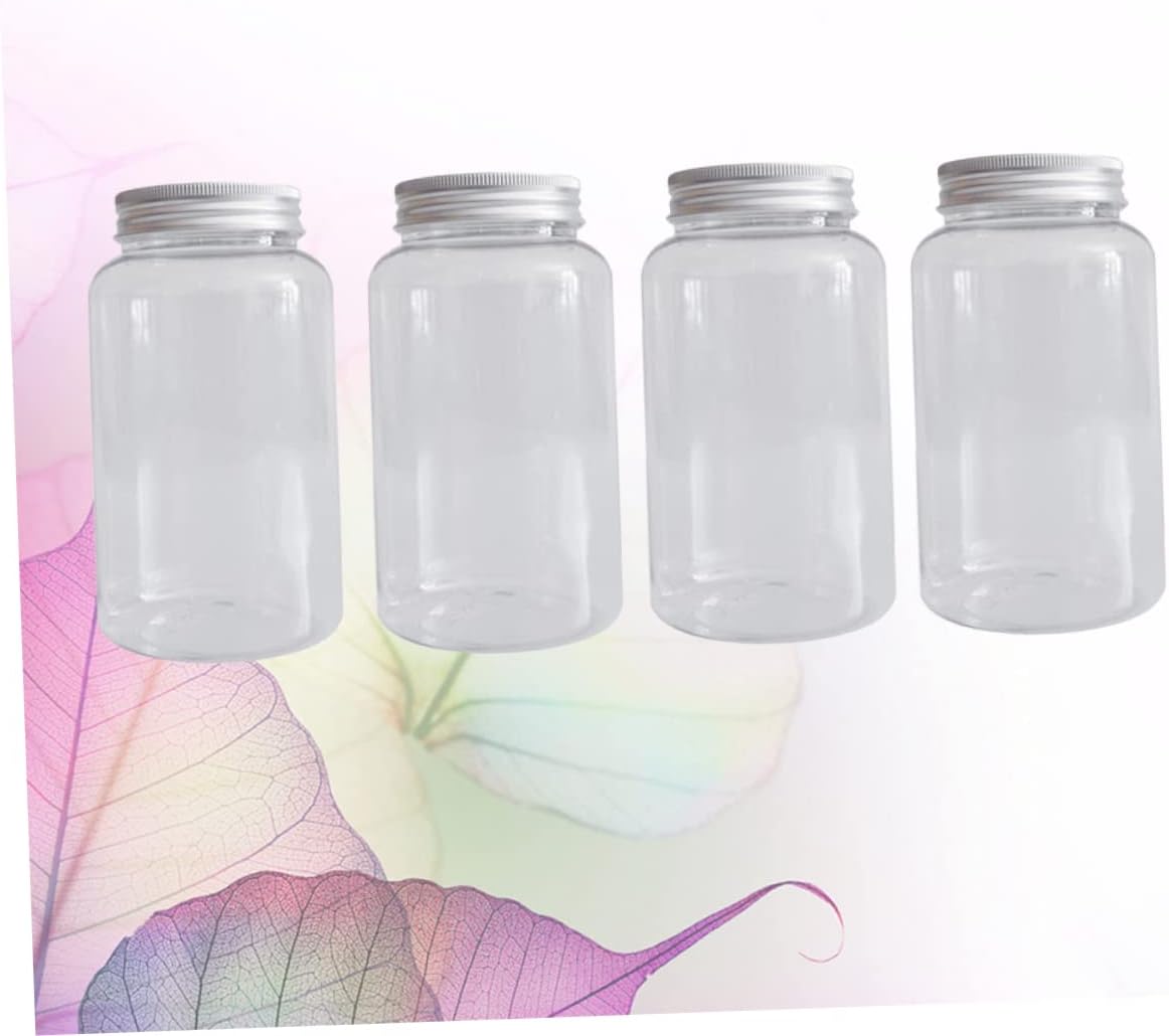 10pcs Food-Grade Thicken Plastic Bottles Aluminum Caps Large Capacity Milk Tea Bottles Portable for Beverages and Food Storage