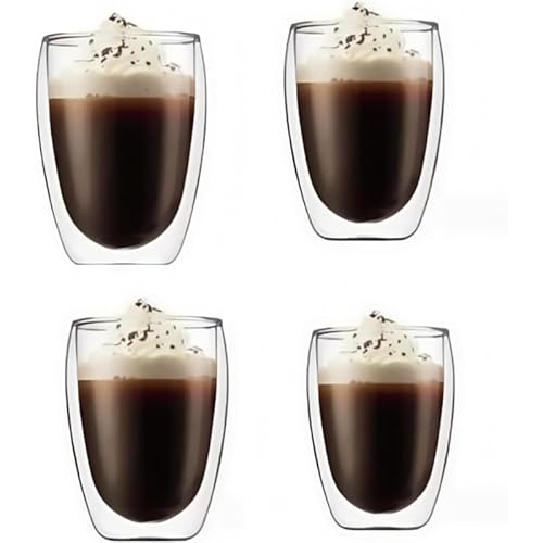 ZLBYXLU �O���X �R�b�v �^���u���[ �_�u���E�H�[���O���X250ml/ 350ml/450ml 4�Z�b�g �ۉ��ۗ␫ ��d�\�� �ϔM�K���X �d�q�����W�� �I�[�u���� �H���� �Ⓚ�ɉ� (350ml) [���s�A���i]