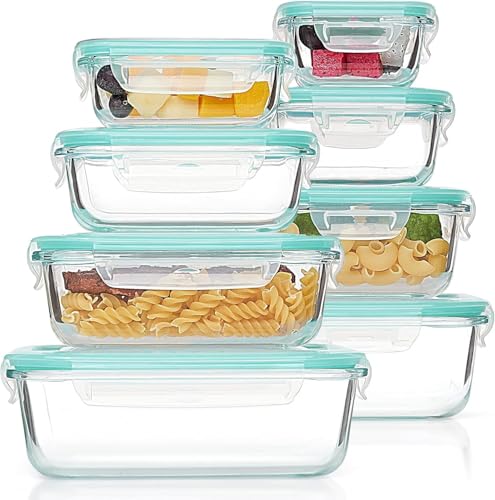 Vtopmart Lot de 16 Boite Alimentaire Verre(8 Récipient, 8 Couvercle),Boite en Verre avec...