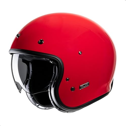 HJC V31 Casco de motocicleta de cara abierta sólida con visera IS-10, aprobado por DOT (rojo oscuro, mediano)