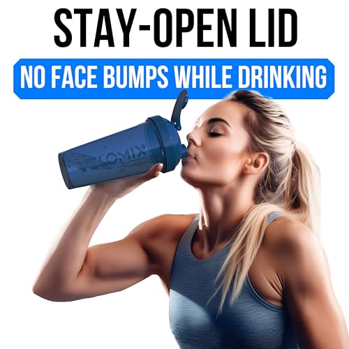 VELOMIX -2 Pack- 28 oz Protein Shaker Bottles Blue/Black