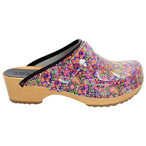 Image of Bjork Maja Wood Open Back Leather Clogs