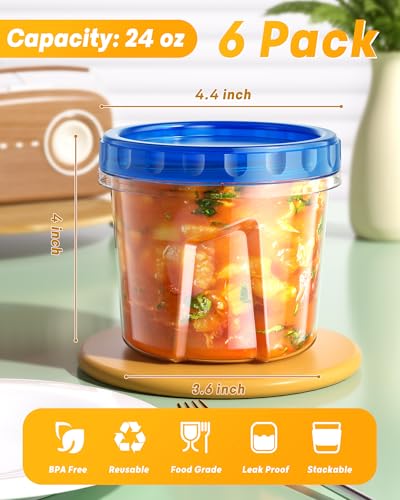 BiuLeon 6 Pack-24 oz Containers