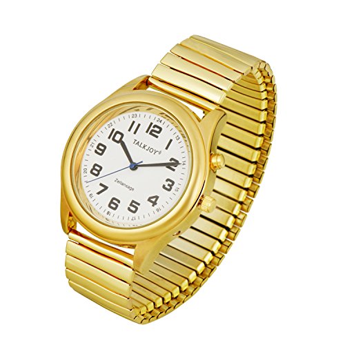 Orologio da polso parlante dorato, per anziani e