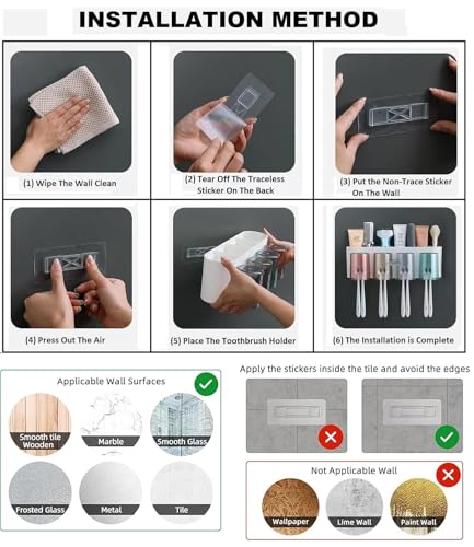 Image of Srxes Wall Mounted Toothbrush Holder, Bathroom Toothbrush Organizer with Mouthwash Cups, Brush Holder for Bathroom Wall Mounted, Tooth Brush Holder Bathroom, Toothbrush Holders for Bathroom Wall