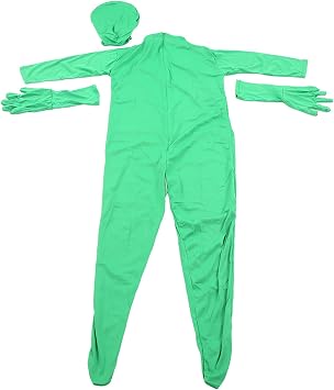 Green Screen Bodysuit, Full Body Split Design for Photography, Film Green Suit with Zip Back and Separate Fingers, Milk Silk Material for Live Broadcast Video Editing Chroma Key Ef 170cm