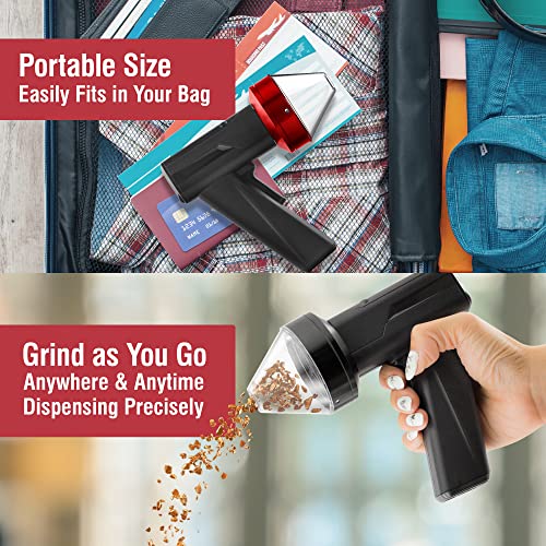 2.5\" Large Electric Grinder Herb Grinder, Auto Spice Grinder with Auto Dispensing (Black Red) - Thumbnail 3