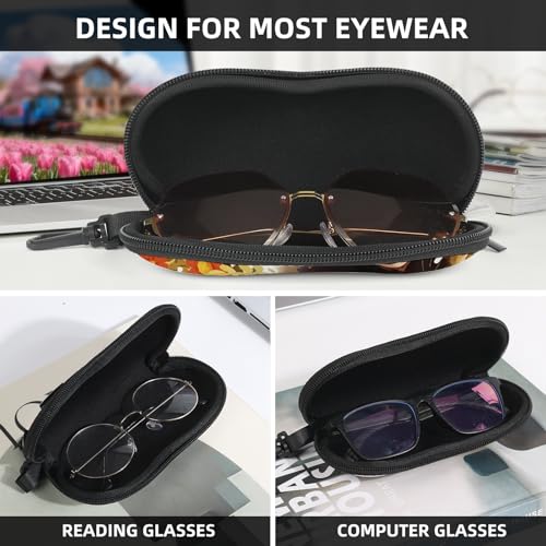 Image of Sunglasses Soft Case, Cute Ultra Light Portable Neoprene Zipper Eyeglass Glasses Case with Belt Clip for Men Women