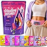 ELI&VAL Heating Patches for Period & Menstrual Cramps (9 Count) – Disposable Stick-On Heat Pads for Teens, Tweens & Women – Portable Period Kit Essentials – Natural, Ultra-Thin, Up to 8 Hours