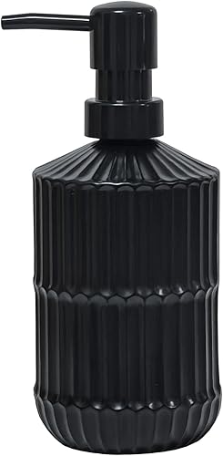 Dispensador de jabón de vidrio negro con bomba, dispensador de jabón líquido recargable de 15 onzas, dispensador de jabón para platos de loción para