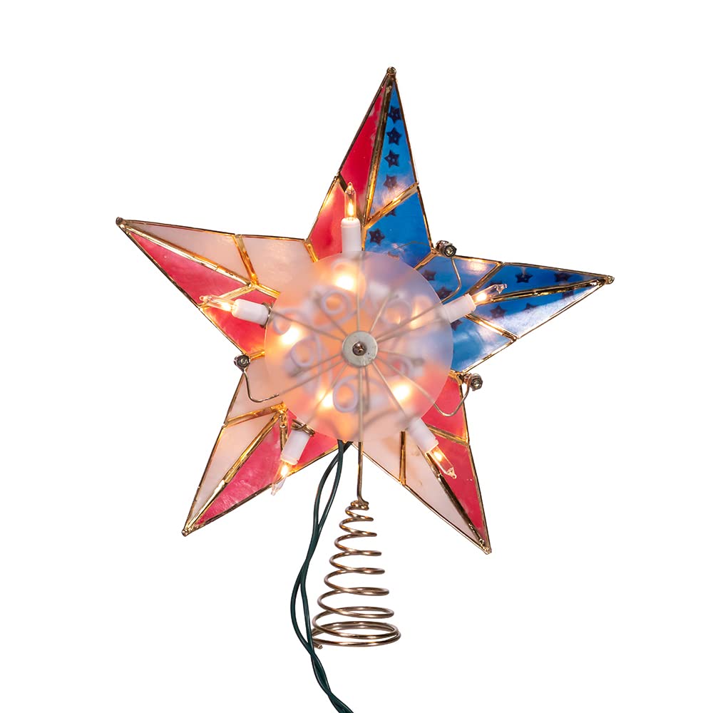 Kurt S. Adler UL3142 Capiz-Stern-Baumspitze, 25 cm, vermessingt, amerikanische Flagge