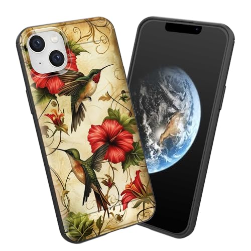 smauncucn for iPhone 11 Case,Soft TPU Slim Fashion Anti-Fingerprint Non-Slip Protective Phone Case Cover for iPhone 11,Hummingbirds with Flowers