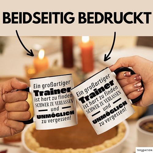Trainer Abschied Geschenk Tasse Abschiedsgeschenk für Trainer Hart Zu Finden Schwer Zu Verlassen (Schwarz)