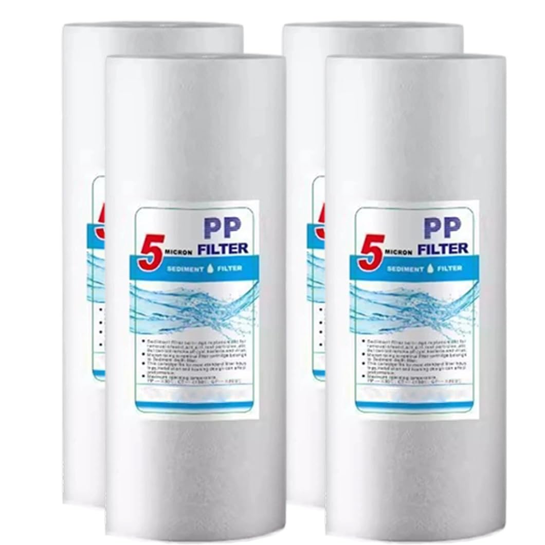 4-pak Płaskich Filtrów Do Wody Osadowej PP 10"x4,3" Do Dużego Natężenia Ruchu, Uniwersalny Wkład Wymienny Do Całego Domu(5 microns)
