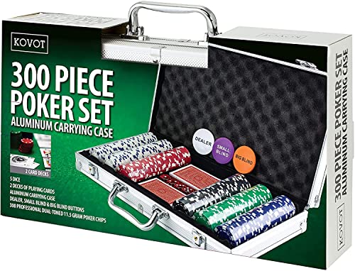 Kovot 300 Chip Dice Style Poker Set In Aluminum Case (11.5 Gram Poker Chips) #TOP1