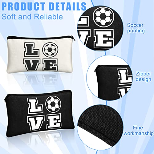 Amylove 20 Pieces Soccer Makeup Bag Gifts Soccer Cosmetic Travel Bag with Words Toiletry Zipper Pouch Portable for Women Football Lover Players Team Accessories3
