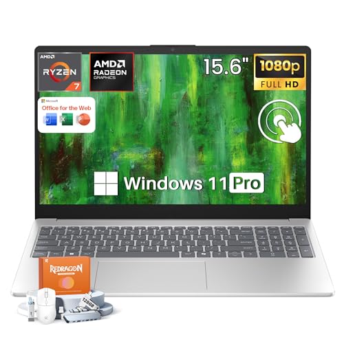 HUAYWX HP 15.6' Touchscreen Laptop, AMD Ryzen 7 7730U, 16GB RAM, 512GB SSD, FHD Anti-Glare 120Hz...