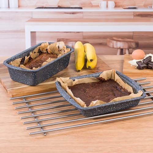 Russell Hobbs COMBO-5441 Nightfall Stone 2-Piece Bakeware Set - Non-Stick Loaf Tin and Square Baking Pan with Handles, Durable Carbon Steel Ovenware, Easy Clean, Ideal for Cakes, Brownies, and Bread - Image 6
