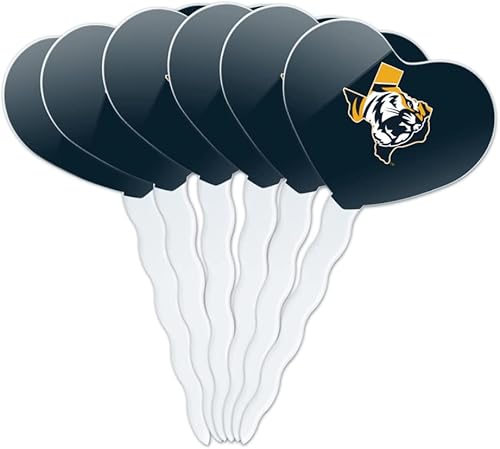 East Texas Baptist University - Juego de 6 piezas para decoración de cupcakes con logotipo primario de corazón y amor