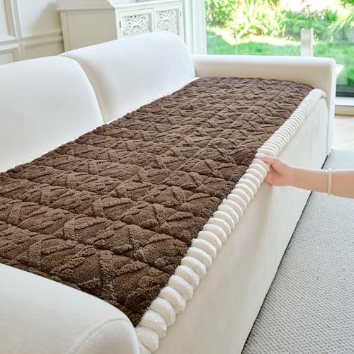 PJLZJFBY Fuzzy Couch Covers for Dogs, Non Slip Thick Dog Couch Cover Protector, Plush Pet Couch Covers for Sofa Washable, Soft Sofa Cushion Slipcovers Pet Friendly(1PC, Brown, 27.6”x59.1”)