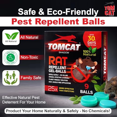 Image of Tom Cat Rat & Mouse Repellent Gel Balls | Herbal & Natural Formula | Long-Lasting 30 Days Protection |Eco-Friendly & Safe | For Home, Kitchen, Warehouse, Factory & Office | Pack of 9 |FORMULATION 30X